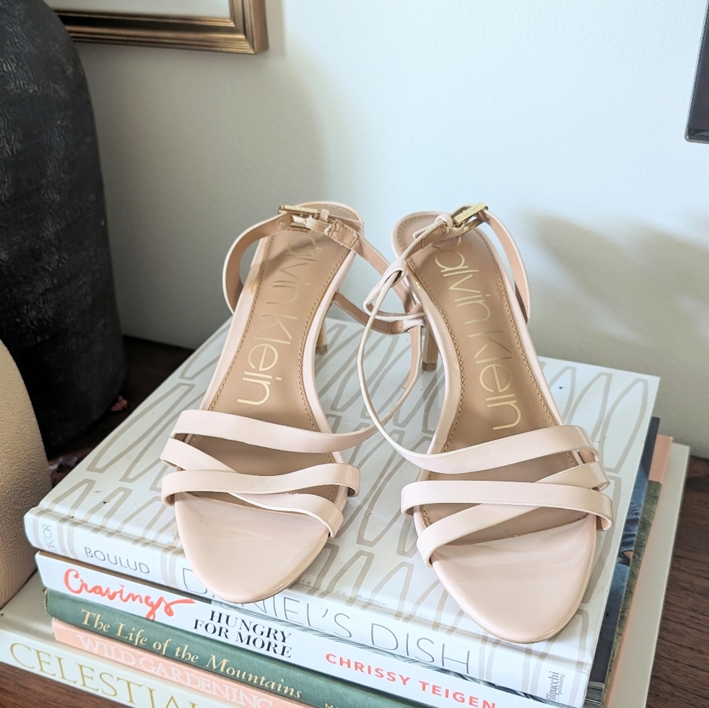 Calvin Klein Nude Cream Strappy Sandal Heels